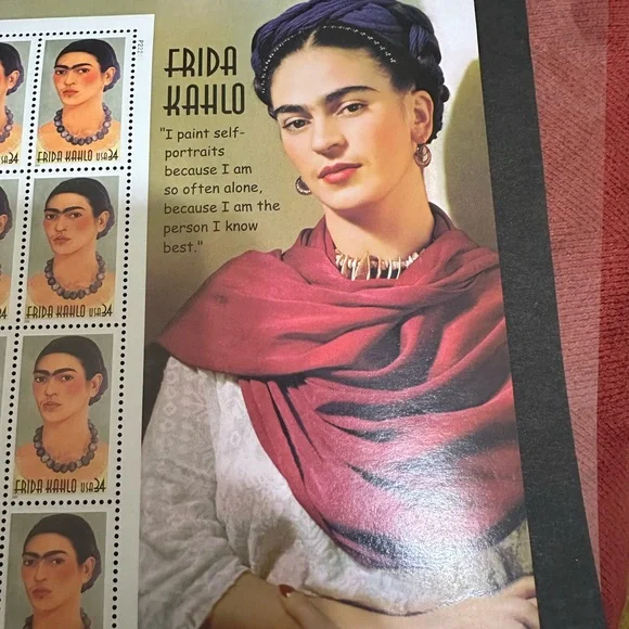 USPS Stamps Frida Kahlo One sheet of 20, 34-cent, stamps of Frida Kahlo.2001.